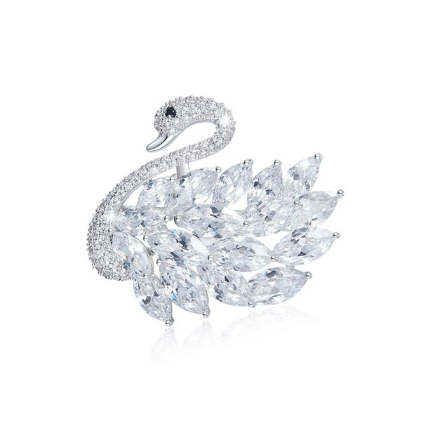 

cocom luxury women swan with cubic zirconia party banquet costume brooch overcoat pin jewelry clothes accessories, Gray