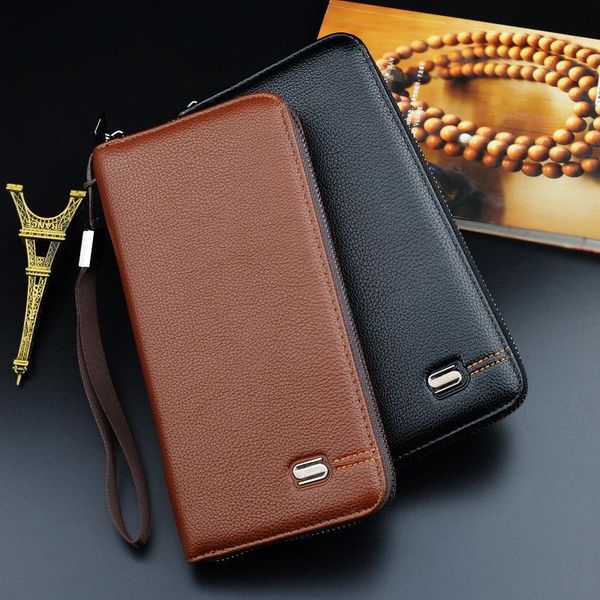 

wallets 2021 business handbag for men wallet long zipper, Red;black