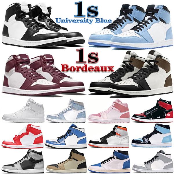 

mens 1 high og basketball shoes jumpman 1s bordeaux university blue dark mocha bred shadow bred unc twist seafoam men women sports sneakers