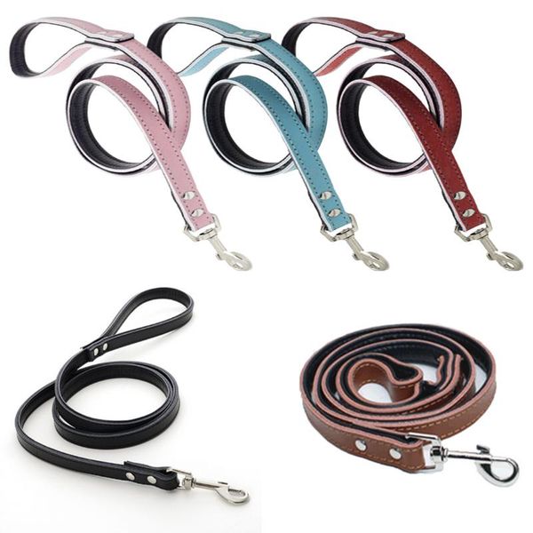 

dog collars & leashes leather harness durable pet leash puppy cat walking training leads for small medium large dogs 5 colors