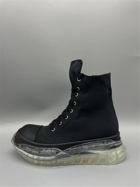 

2021ss high-street transparent bottom satin canvas boot tpu thick sole trainer sneakers boots, Black