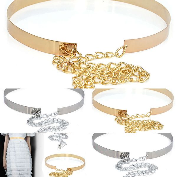 

belt 2cm new mirror gold women's alloy chain drs metal waist cover, Silver