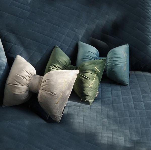 

1piece pretty solid bow pillow with filling / car neck pillows home decor knot rosette decorative cushion within inner cushion/decorative