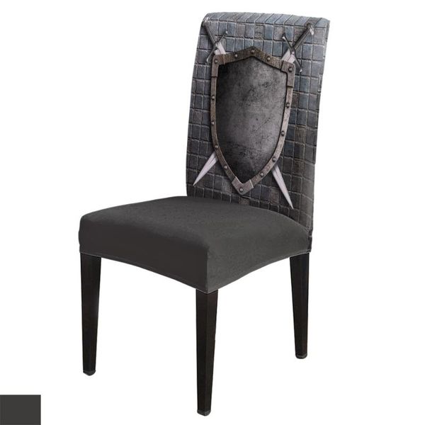 

chair covers gray shield sword checkered wedding party decor dining room spandex elastic printing