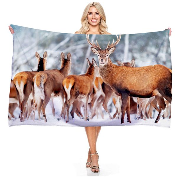 

140cm*180cm 3d animals print beach towels fish deer bird rectangle bath towel microfiber