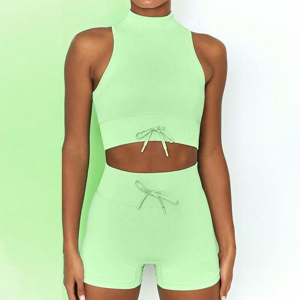 

women's tracksuits 2 piece shorts set tracksuit seamless yoga biker fitness sportwear womens clothing with, Gray