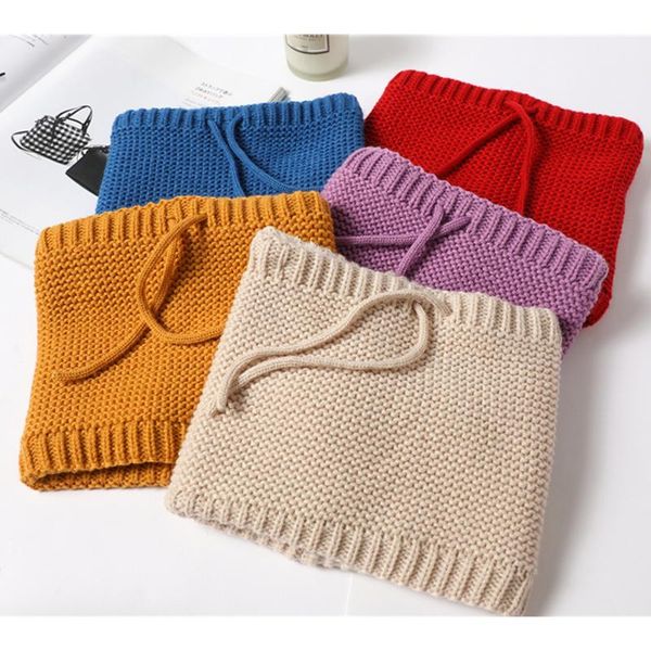 

scarves knitted winter ring scarf for neck cover women men soft thick fur outdoor collar hat adjustable warmer snood, Blue;gray