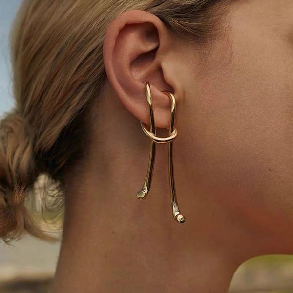 

stud metal retro geometric exaggerated color gold pendant earrings earrings, men's and women's party jewelry gift, Golden;silver