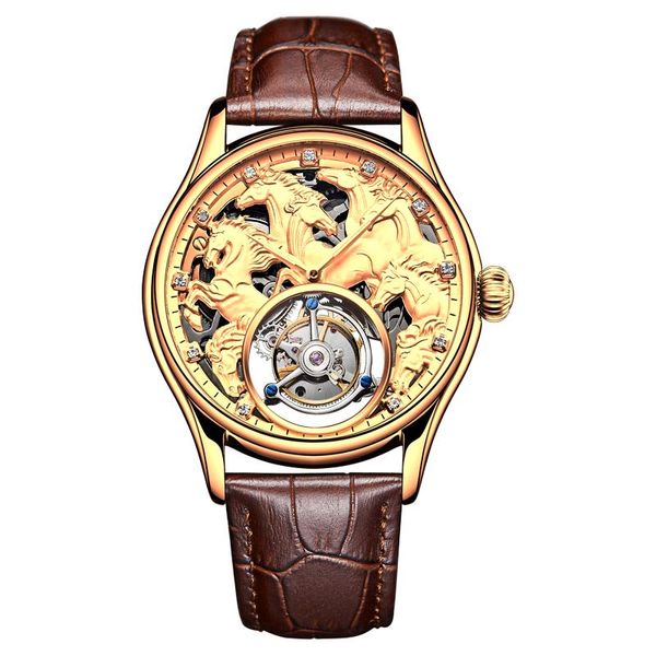 

wristwatches tourbillon watch automatic mechanical sapphire mirror luxury tough guy business men watches brand personality male clock, Slivery;brown