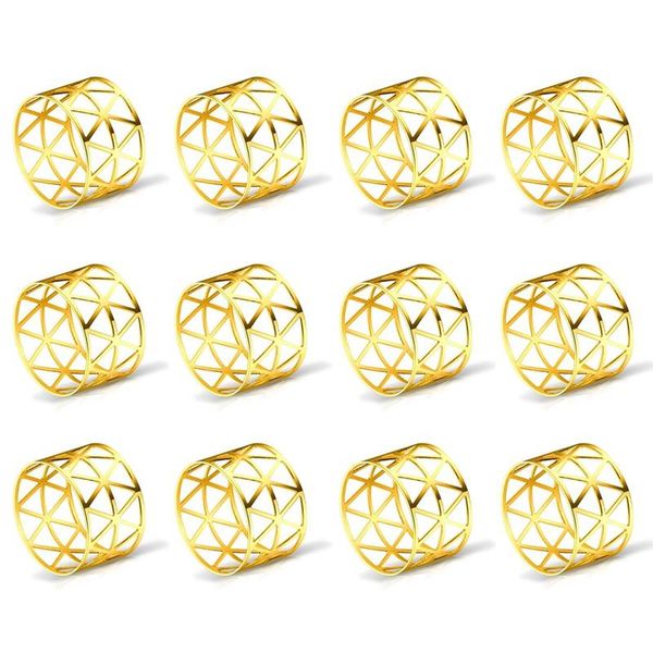 

napkin rings 12 pcs of round mesh ring holder, table set suitable for casual or formal occasions and wedding parties (golden)
