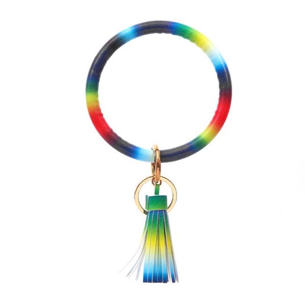 

keychains sale keychain pu colorful bracelet keyring large wrist leather tassel key holder birthday accessories #q, Silver