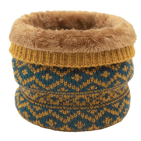 

scarves winter plus velvet warm casual collar knitted print woolen scarf outdoor windproof thermal, Blue;gray