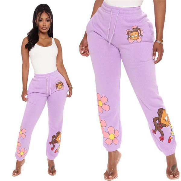 

harajuku cartoon printing lovely loose womens pant leisure straight drawstring trousers hip hop pants, Black;white