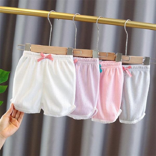 

summer baby girls cotton solid bow elastic waist kids children shorts pants, Black