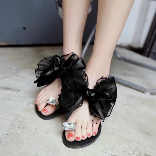 

slippers butterfly-knot fashion rhinestone female outside designer women shoes elegant sweet casual u30-30, Black