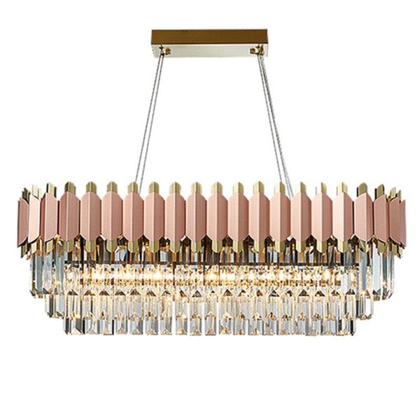 

modern luxury chandelier rose gold club duplex villa design model living room rectangle crystal led wedding decoration lamp chandeliers