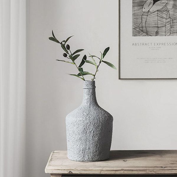 

vases nordic retro rough concrete art vase resin flower hydroponic device deskcraft european home decoration accessories