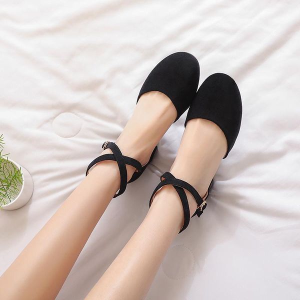 

dress shoes 2021 high heels women mary janes mid heel spring footwear summer party wedding women's pumps big size 33-43, Black