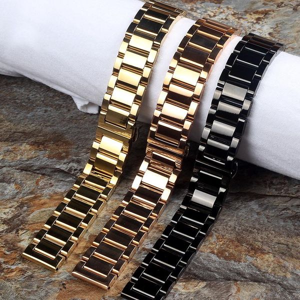 

watch bands 2021 fashion stainless steel watchbands for gear sport s2 s3 galaxy band strap metal bracelets 20mm 22mm 24mm, Black;brown