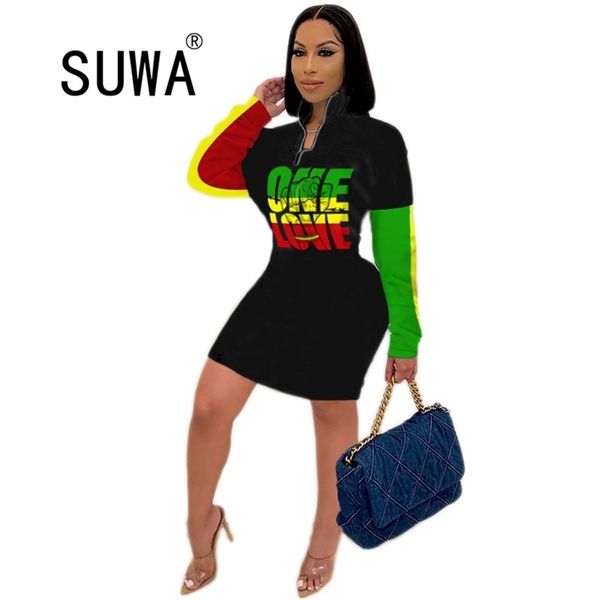 

women letter printed pullover sweatshirt o neck long sleeve sheath mini bodycon dresses wholesale product 210525, Black;white