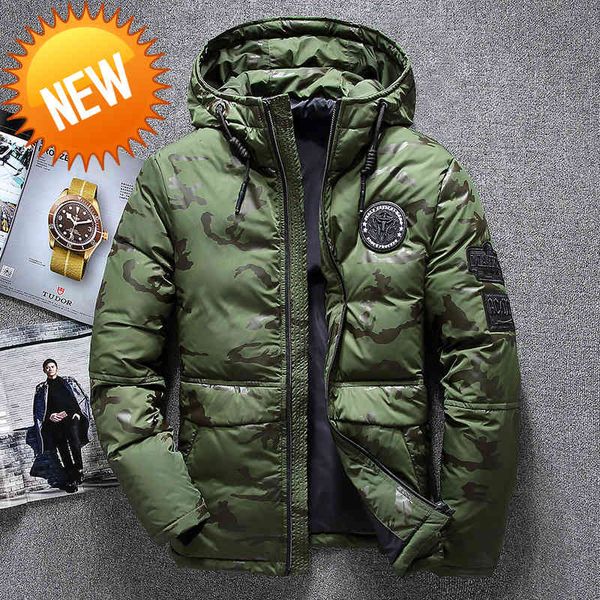 

winter parkas jacket men windbreaker white duck down snow hooded thicken warm jackets overcoat, Black