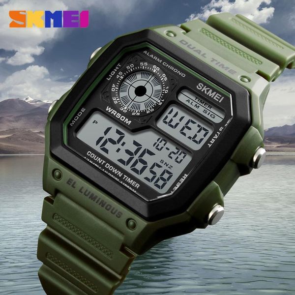 

wristwatches skmei fashion sports watches men waterproof countdown stainless steel watch alarm male digital relogio masculino, Slivery;brown