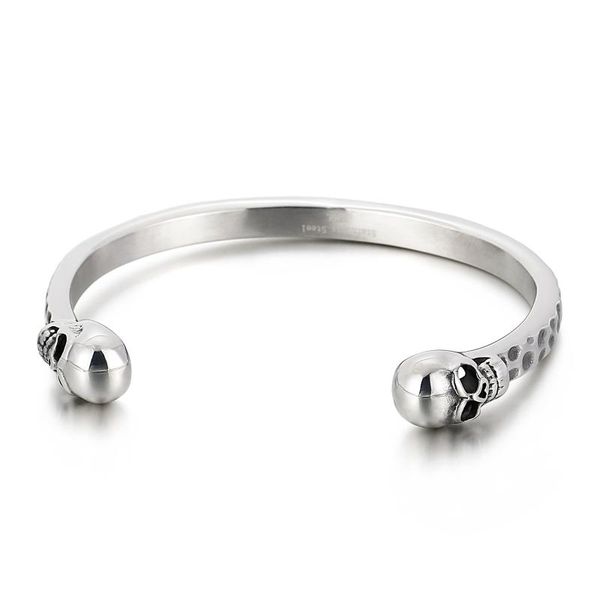 

bangle open cuff skull men 316l stainless steel, Black