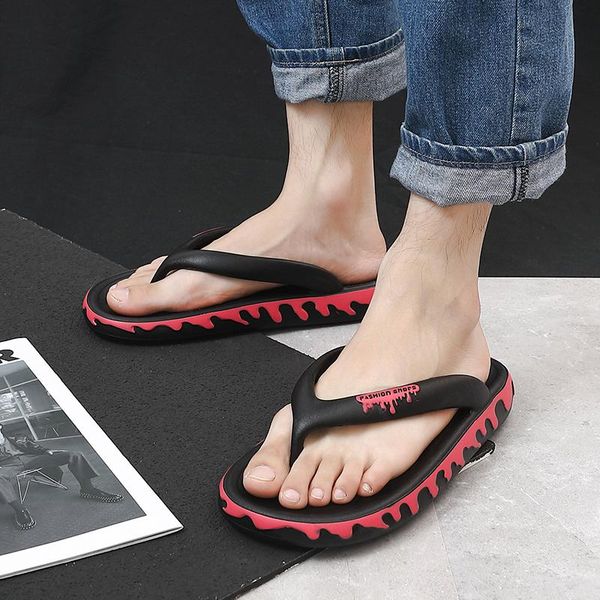 

slippers 2021 men's flip flops beach thick sole summer outdoor shoes slides thong women sandals soft shoe, Black