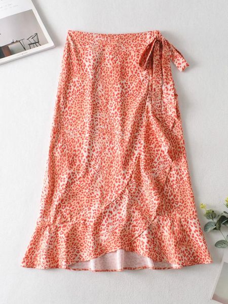 

skirts summer fashion women's leopard skirt stylish irregular bandage long boho for women girls split loose ruffles, Black
