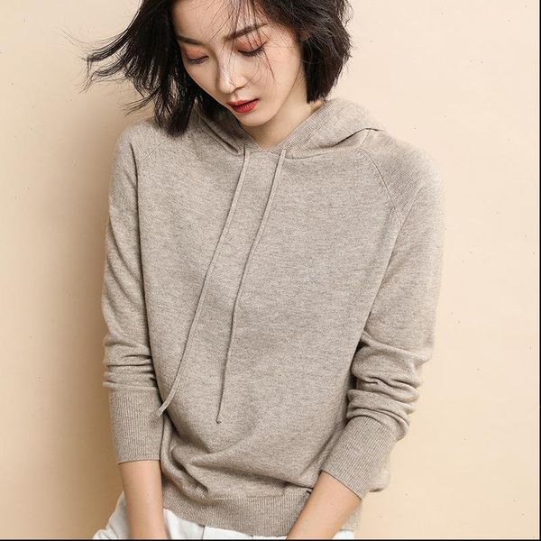 

womens sweater women basic hooded drawstring knitted pullover hoodies casual knitwear drop good quality, White;black