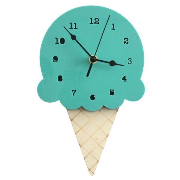 

wall clocks clock wood mute 28x16cm ice cream shape white/green/yellow nordic brief cartoon decoration