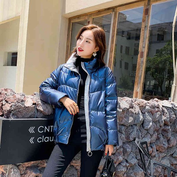 

women's down & parkas winter short glossy coats women fashion slim white duck jacket parka korean casual windproof outerwear ladie, Black