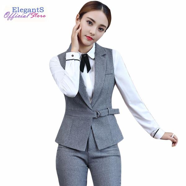 

women's suits & blazers elegant women pant casual 2 piece set waistcoat vest and pants with belt jacket blazer female office lady outfi, White;black