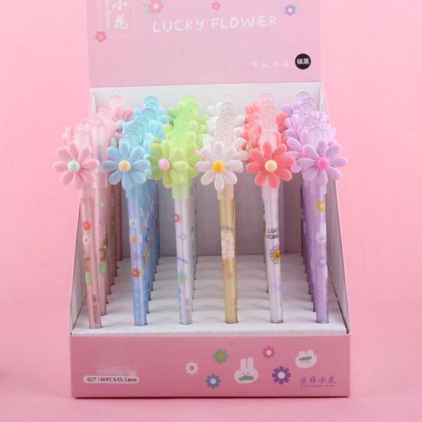 

gel pens 48 pcs/lot kawaii daisy erasable pen cute blue ink signature promotional gift stationery school supplies
