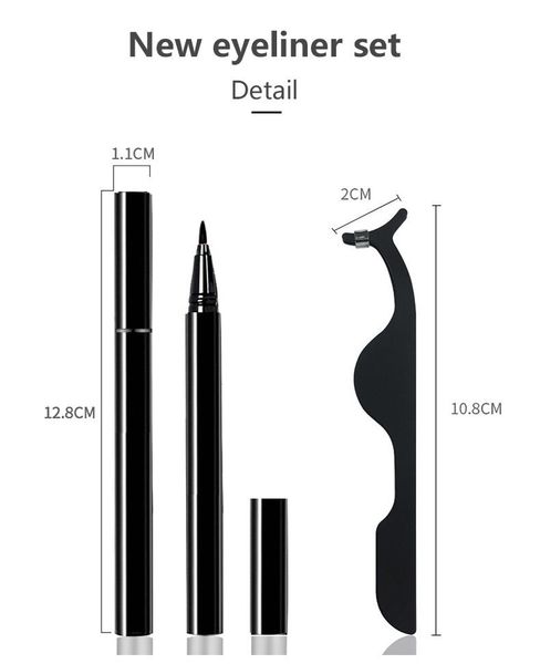 

3pairs self-adhesive eyeliner pen lashes set quickdrying no magnetic eyelashes extension wholesale faux natural make up tool false