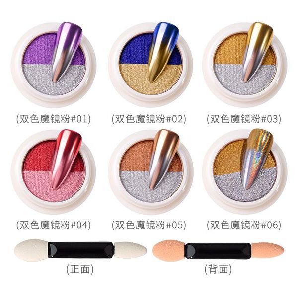 

nail glitter 10g mirror metallic gel polish chrome flake pigment dust decoration manicure titanium powder, Silver;gold