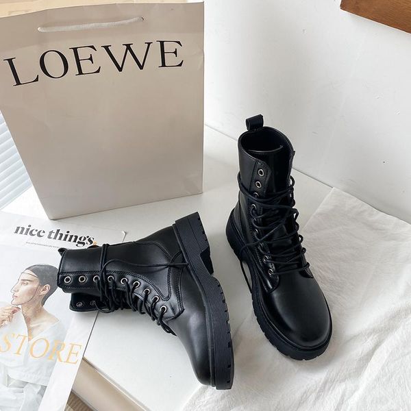 

boots 2021 women's winter ankle black woman lace up booties women short boot fashion ladies shoes zip round toe