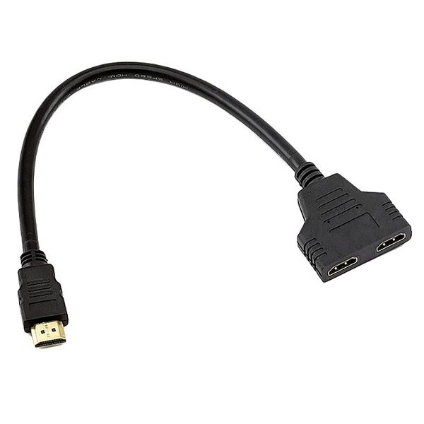 

splitter 1 in 2 out 1080p male to female adapter converter video cable computer cables & connectors