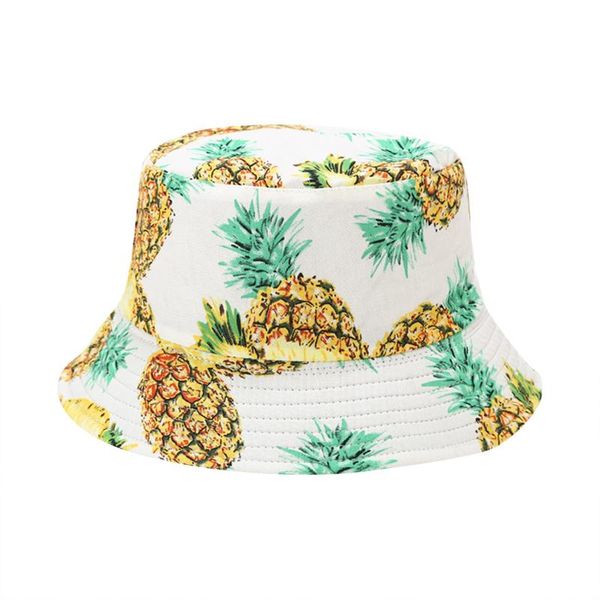 

wide brim hats women's bucket hat men's and summer tropical fruit print double-sided hip-hop sun women cap set, Blue;gray