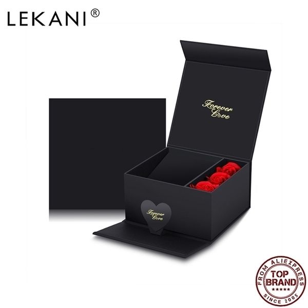 

lekani necklaces display box valentines day year christmas holiday special packing box with rose flower 211105, Black