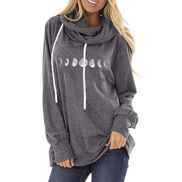 

women's hoodies & sweatshirts moon print women sweatshirt spring/autumn streetwear vintage korean sudaderas para mujer, Black