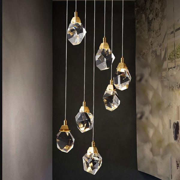 

pendant lamps luxury diamond crystal chandelier for staircase large living room hall chandeliers lighting gold home led cristal