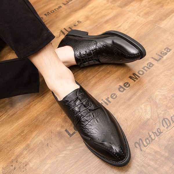 

45.46.47 size four seasons daily casual leather shoes mens shoes british simple style gentleman fashion comfortable handsome business leathe, Black