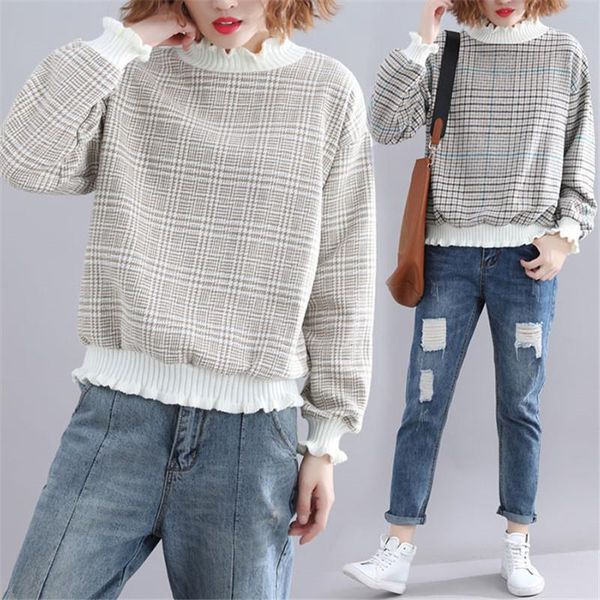 

autumn winter women knitted turtleneck sweater casual soft thick plaid jumper fashion slim pullovers pull femme nouveaute 2021 women's, White;black