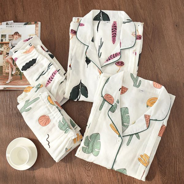 

Women's Sleepwear 100% Cotton Gauze Thin Maternity Wear Women Pajamas Set Loose Breastfeeding Clothing Cartoon Autumn Plus Size 4FKN, Black;red