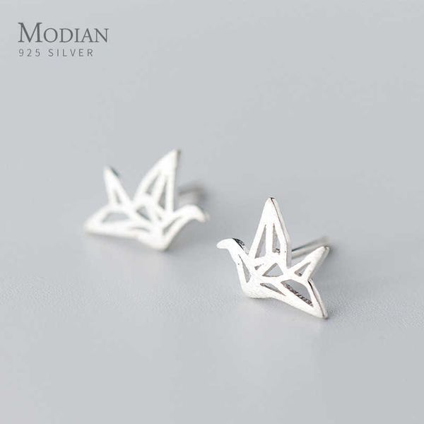 

line thousand paper cranes stud earrings for women 925 sterling silver cute simple trendy statement jewelry oorbellen 210707, Golden;silver
