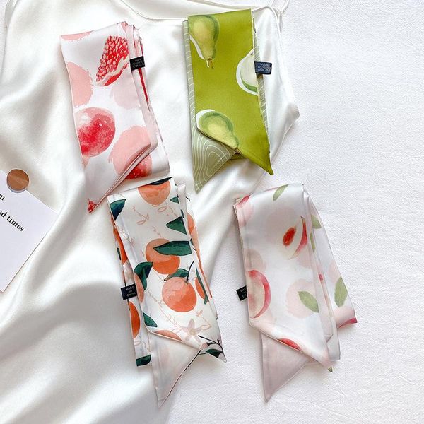 

scarves korean version of the decorative thin and long strip silk female scarf hair band straps with ribbons, Blue;gray
