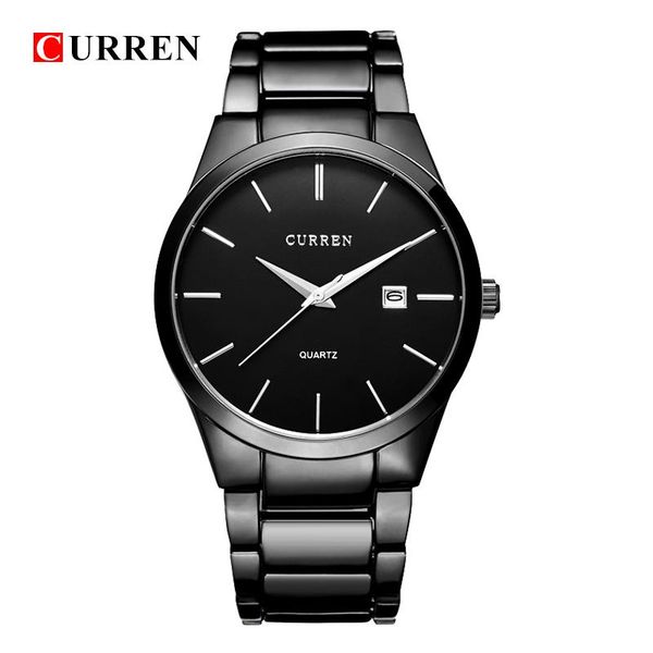 

wristwatches 2021 curren analog sports wristwatch display date men's quartz watch business relogio masculino, Slivery;brown