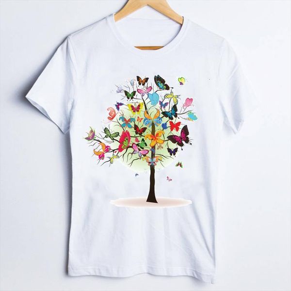 

men tees print graphic mens t shirt cartoon butterfly love trend short sleeve tree ladies clothes lady female, White;black