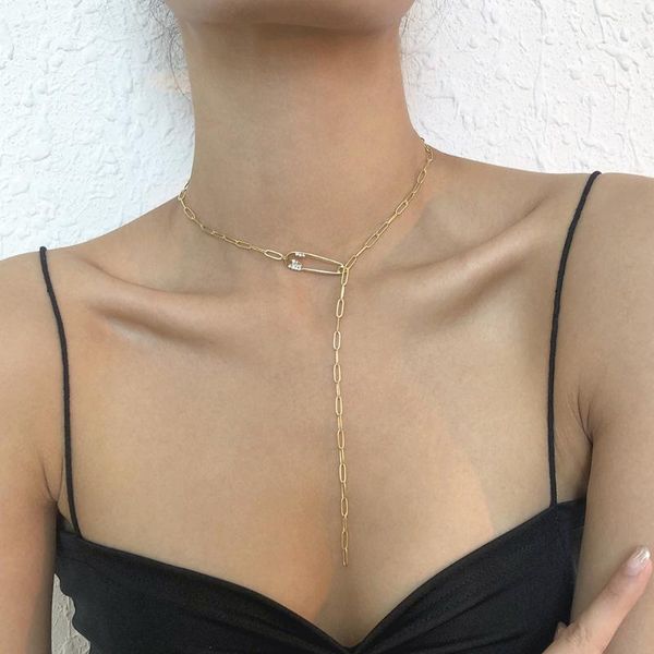 

chains paperclip charm chain necklace for women clavicle gold color short necklaces female 2021 fashion jewelry simple, Silver
